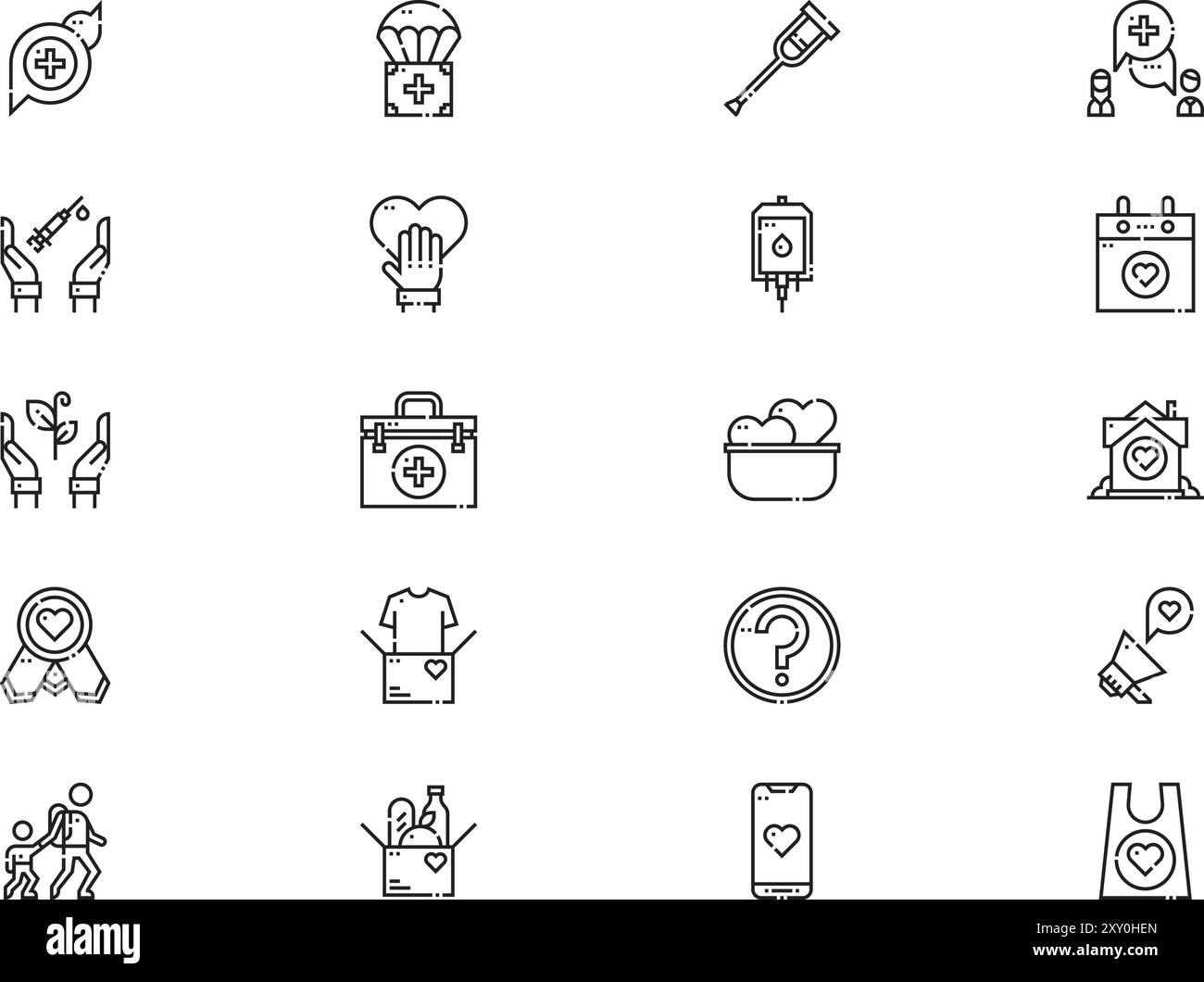 Humanitarian help icons collection is a vector illustration with ...