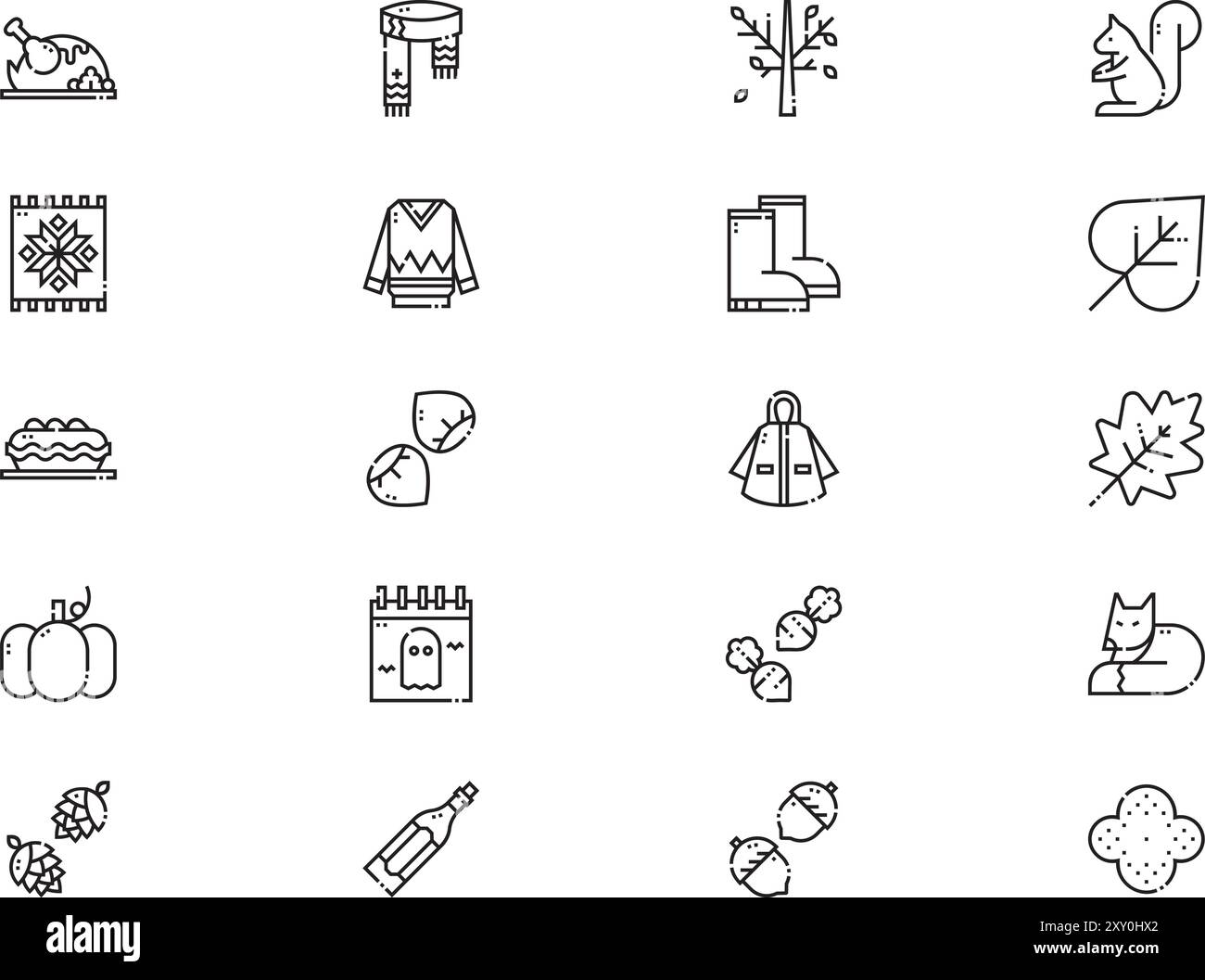 Autumn icons collection is a vector illustration with editable stroke ...