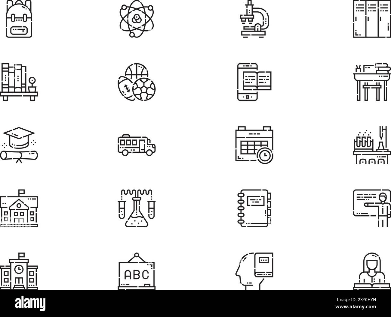 High school icons collection is a vector illustration with editable ...