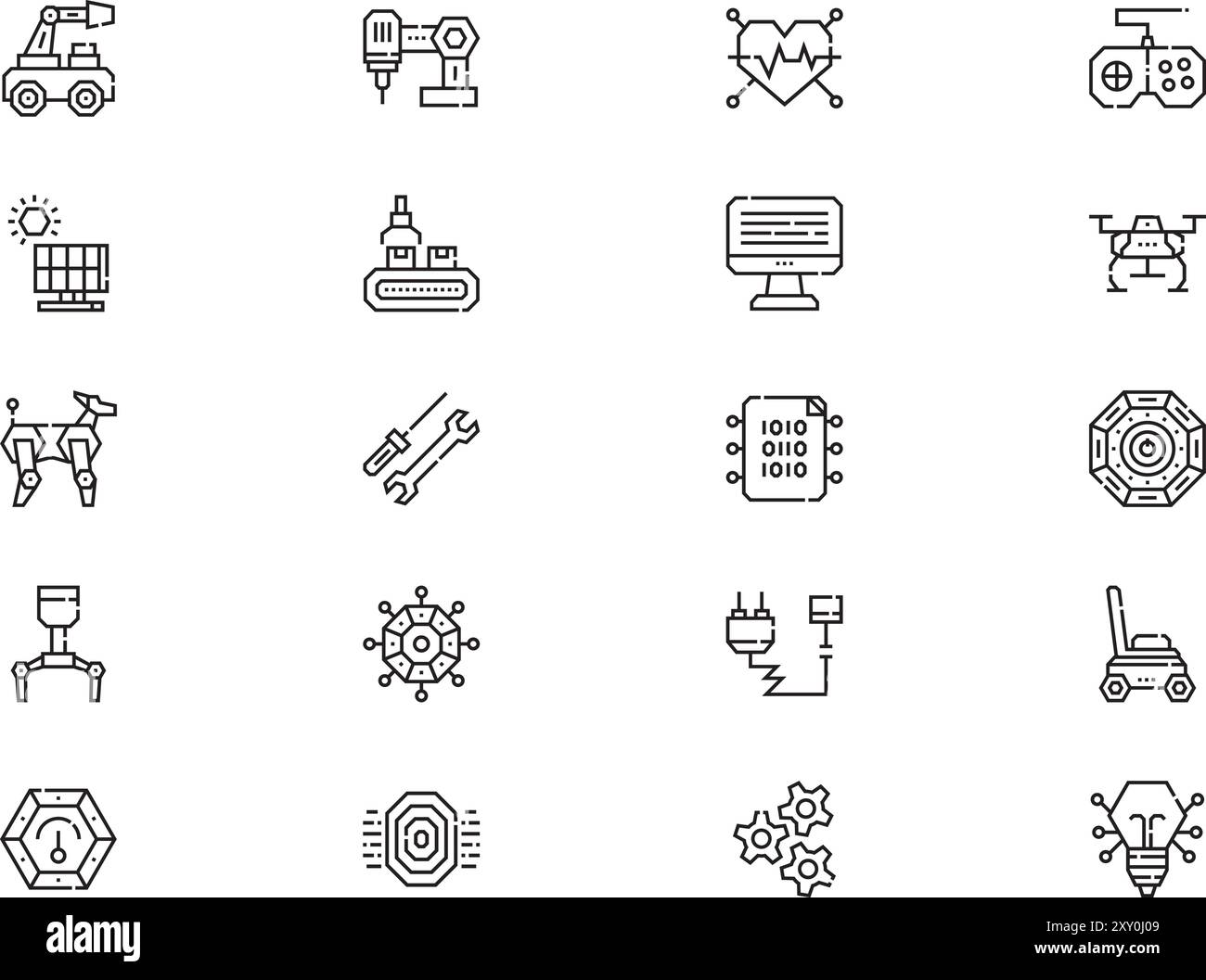 Robotics icons collection is a vector illustration with editable stroke ...