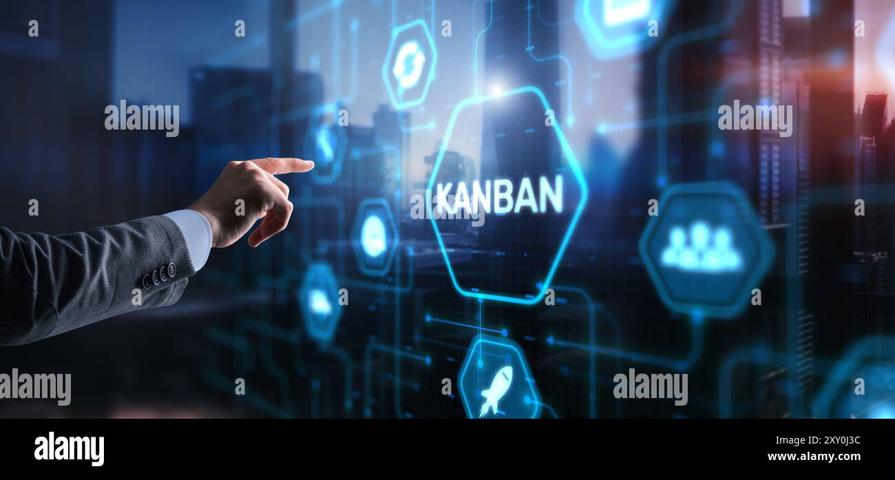 Kanban Management of work processes business process optimisation. Stock Photo