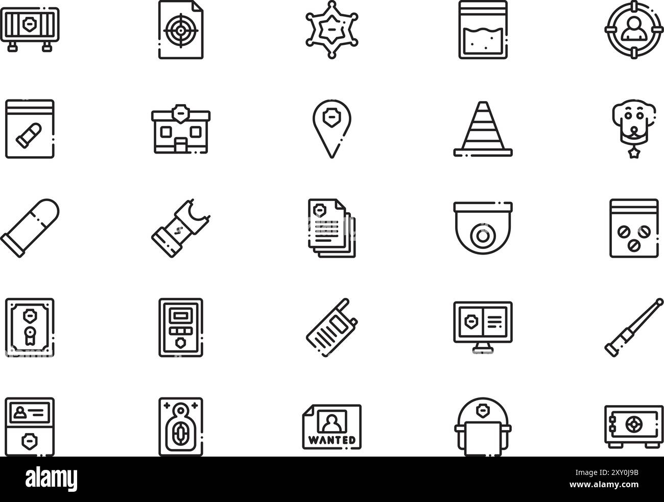 Police icons collection is a vector illustration with editable stroke ...