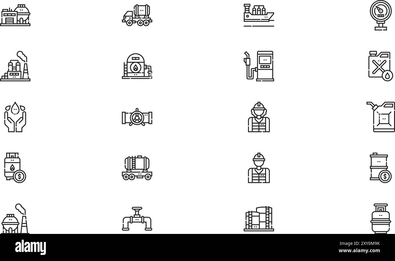 Oil and gas industry icons collection is a vector illustration with ...