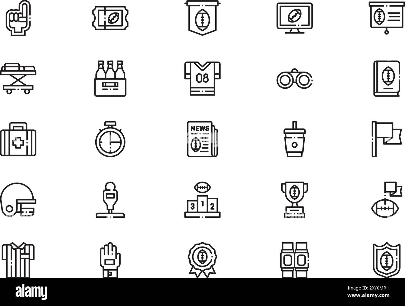 American football icons collection is a vector illustration with ...