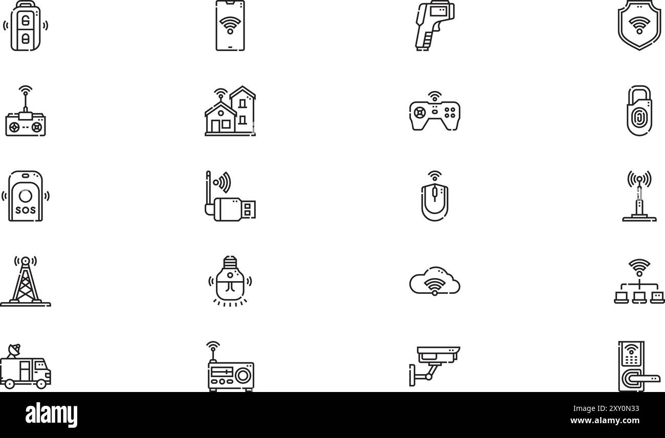 Wireless technology icons collection is a vector illustration with ...