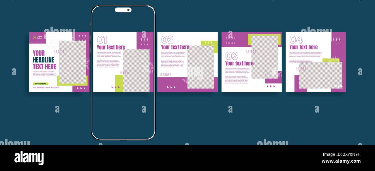 social media carousel post, corporate business marketing ads pack Stock Vector