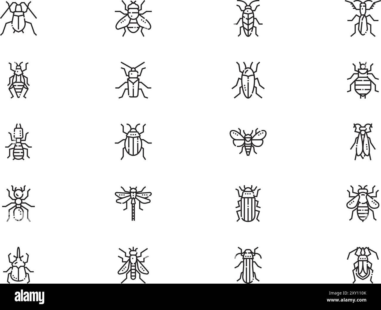 Insects icons collection is a vector illustration with editable stroke. Stock Vector