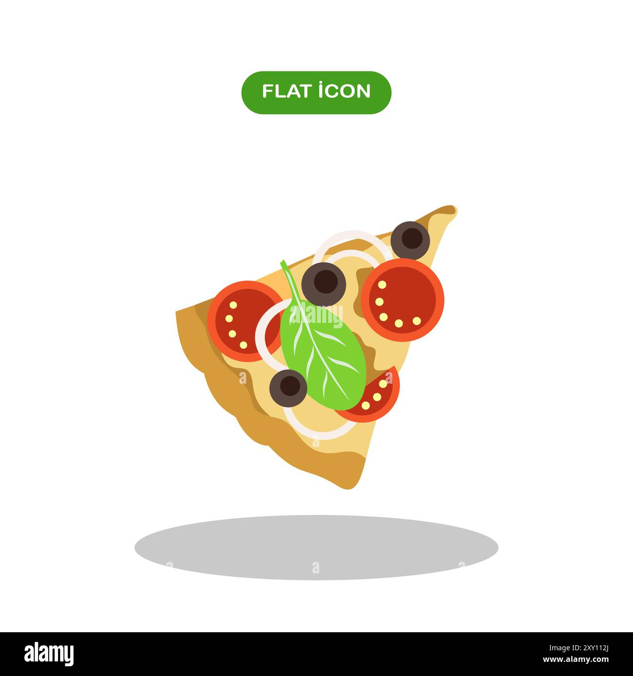 Pizza slice icon vector. Simple logo vector illustration for graphic and web design. Stock Vector