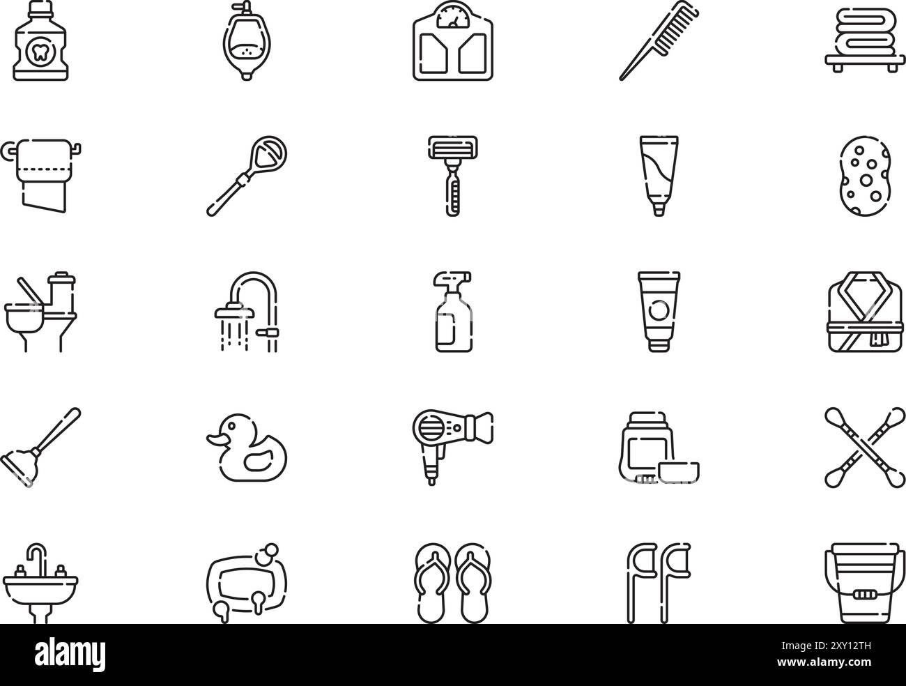 Bathroom icons collection is a vector illustration with editable stroke ...
