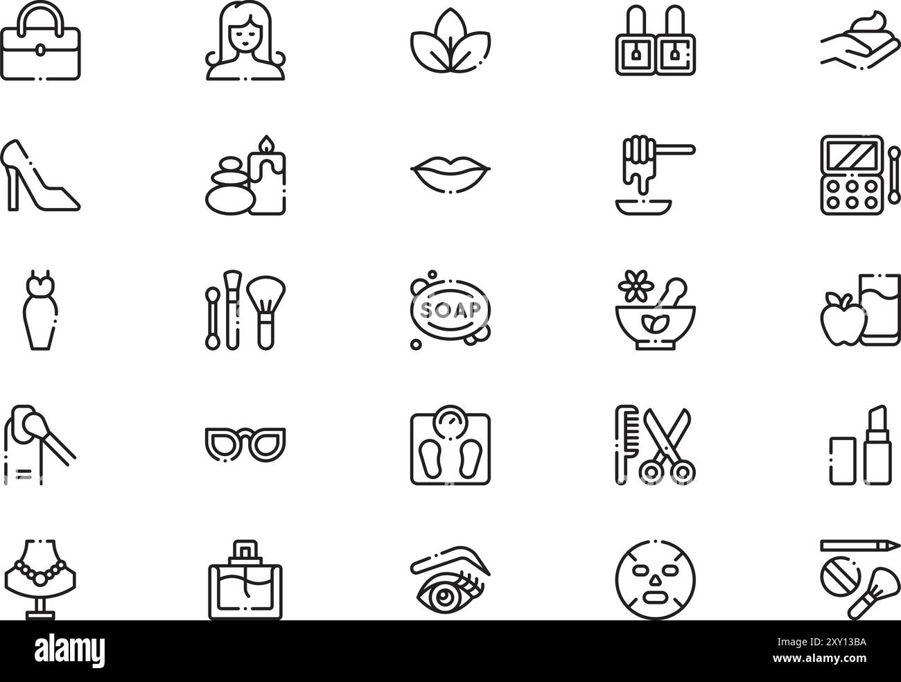 Beauty icons collection is a vector illustration with editable stroke. Stock Vector