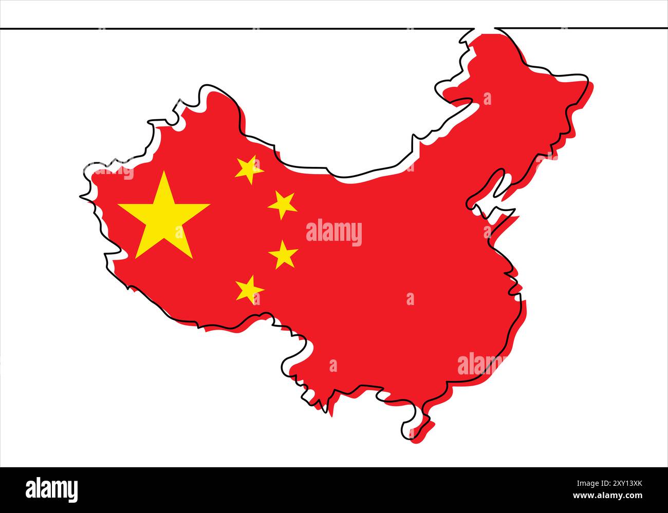 map of china line- continuous line drawing Stock Vector