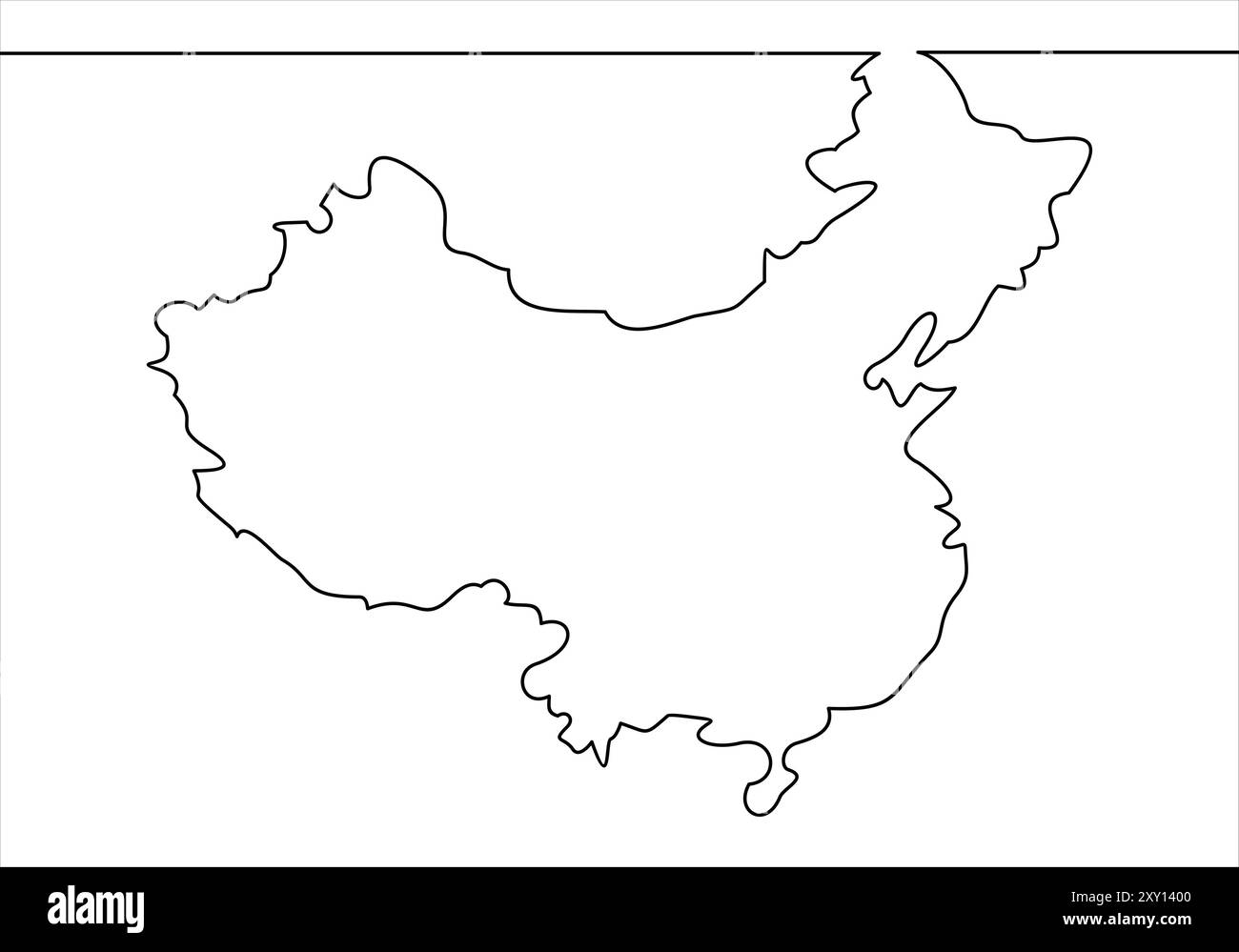 map of china line- continuous line drawing Stock Vector