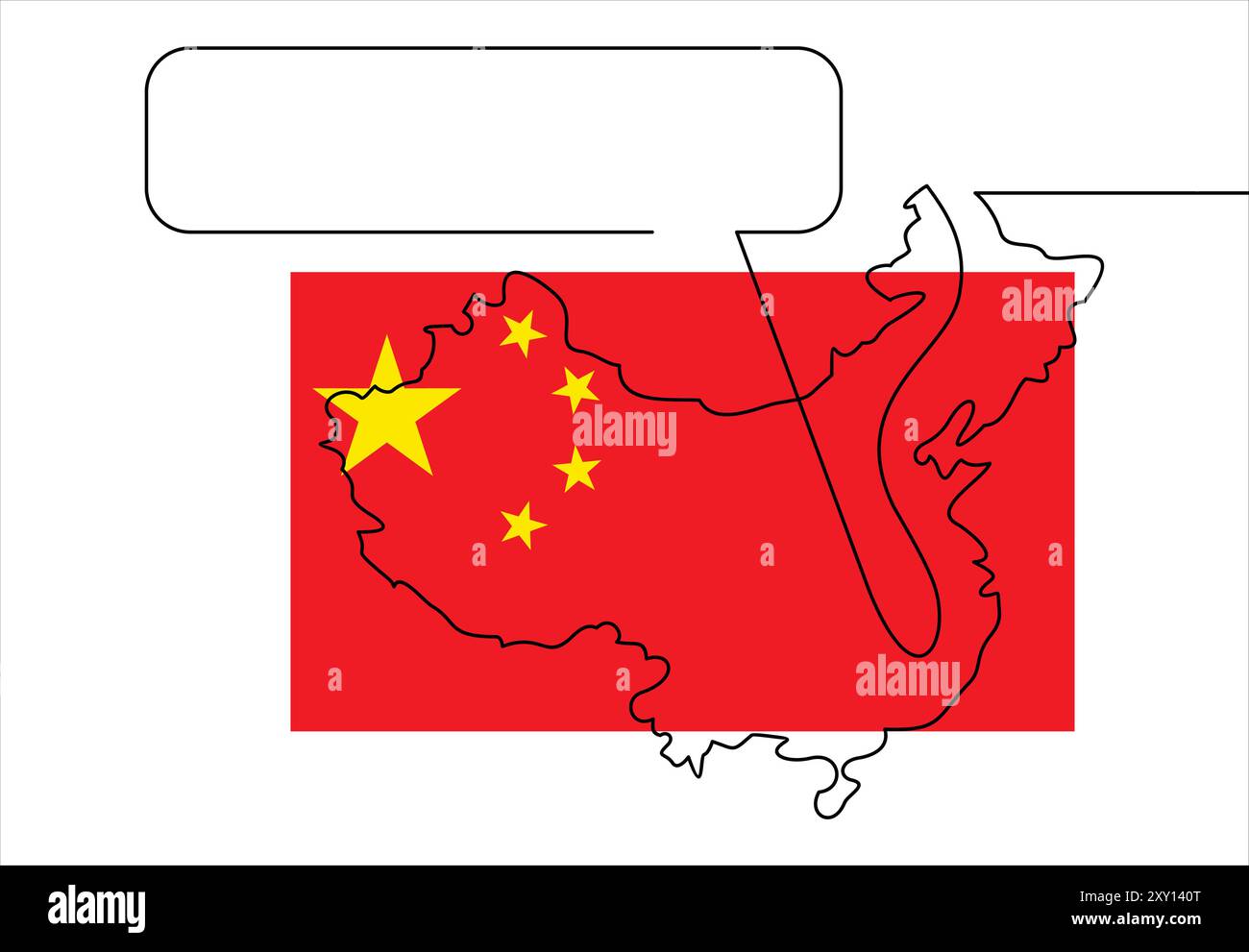 map of china line- continuous line drawing Stock Vector