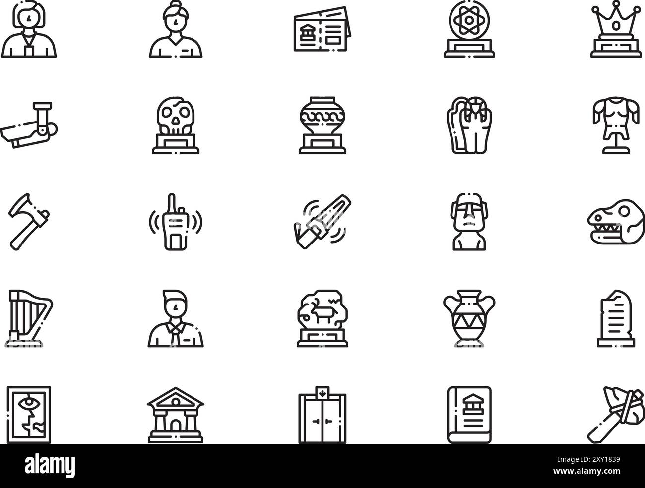 Museum icons collection is a vector illustration with editable stroke ...
