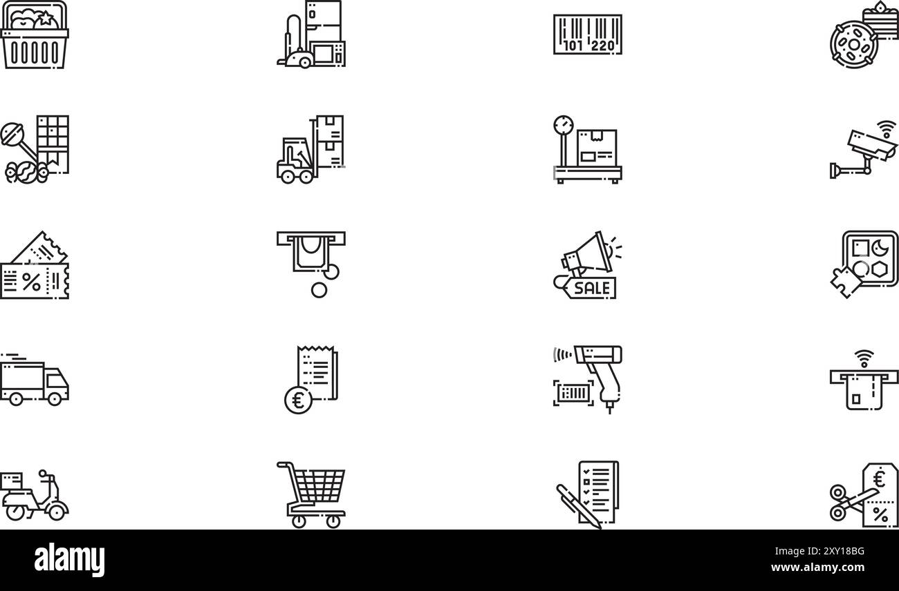 Retail icons collection is a vector illustration with editable stroke. Stock Vector