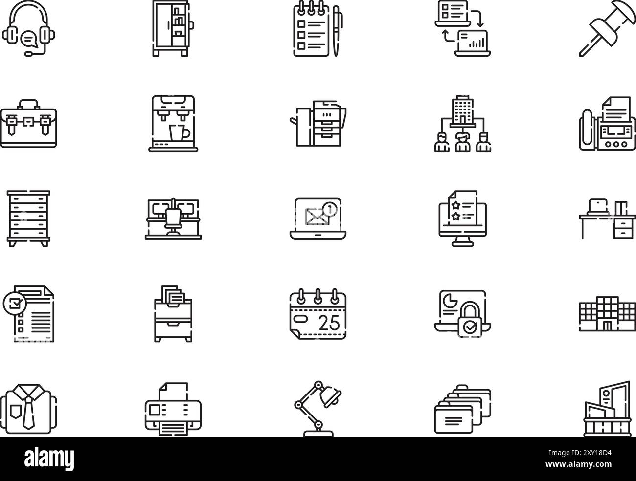 Office icons collection is a vector illustration with editable stroke ...