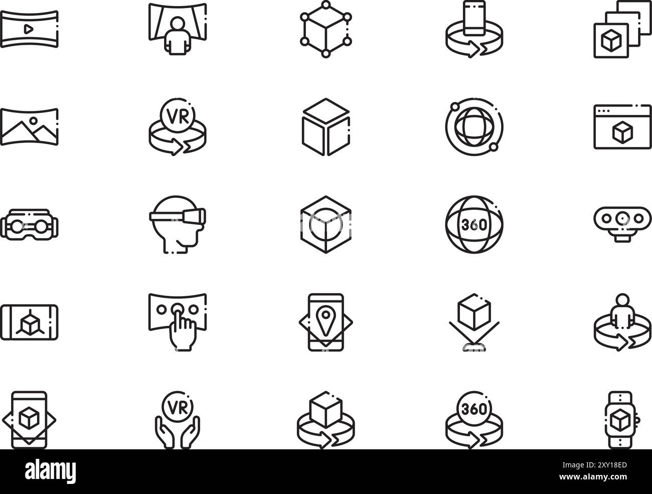 Virtual reality icons collection is a vector illustration with editable ...