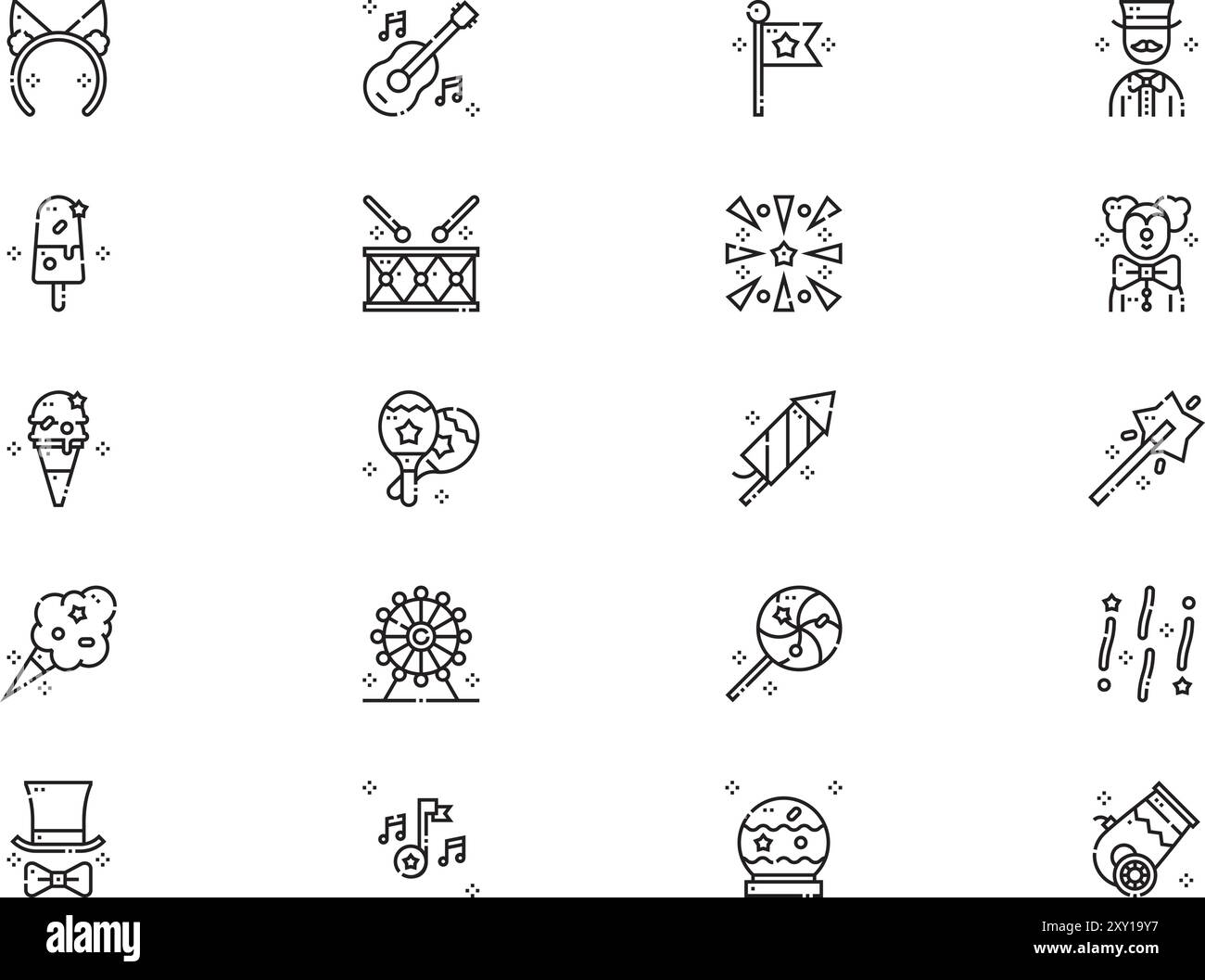 Carnival icons collection is a vector illustration with editable stroke ...