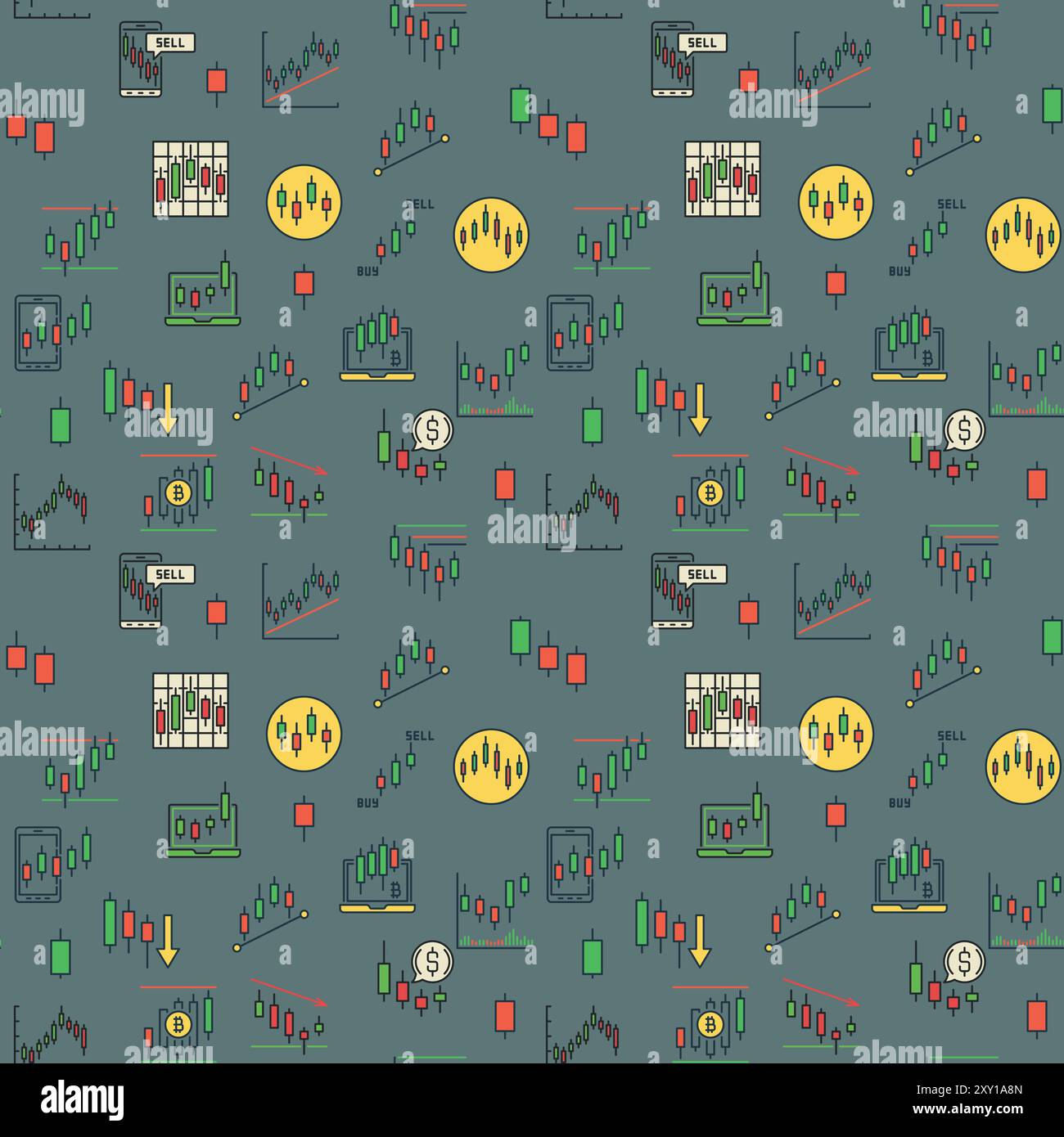 Crypto Trading with Bullish and Bearish Candlestick Charts signs vector  concept creative seamless pattern Stock Vector Image & Art - Alamy