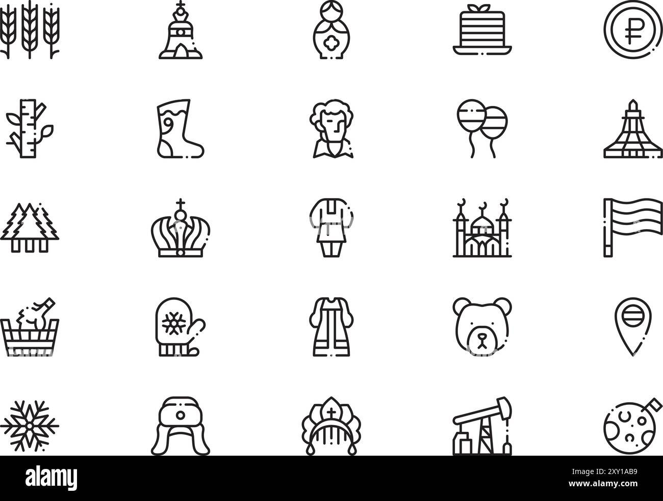 Russia icons collection is a vector illustration with editable stroke ...