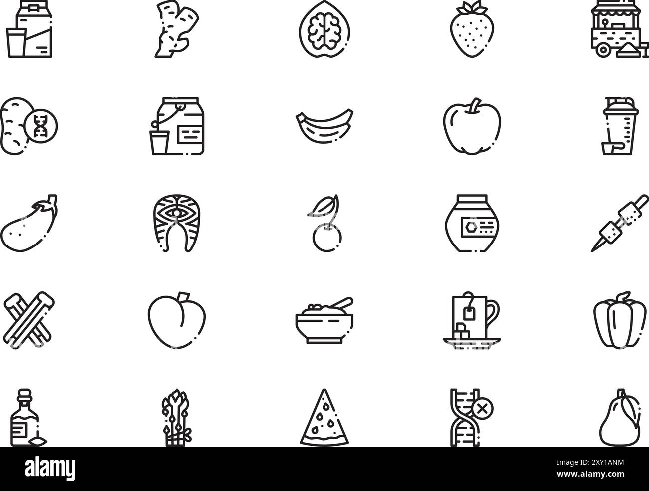 Healhty food icons collection is a vector illustration with editable stroke. Stock Vector
