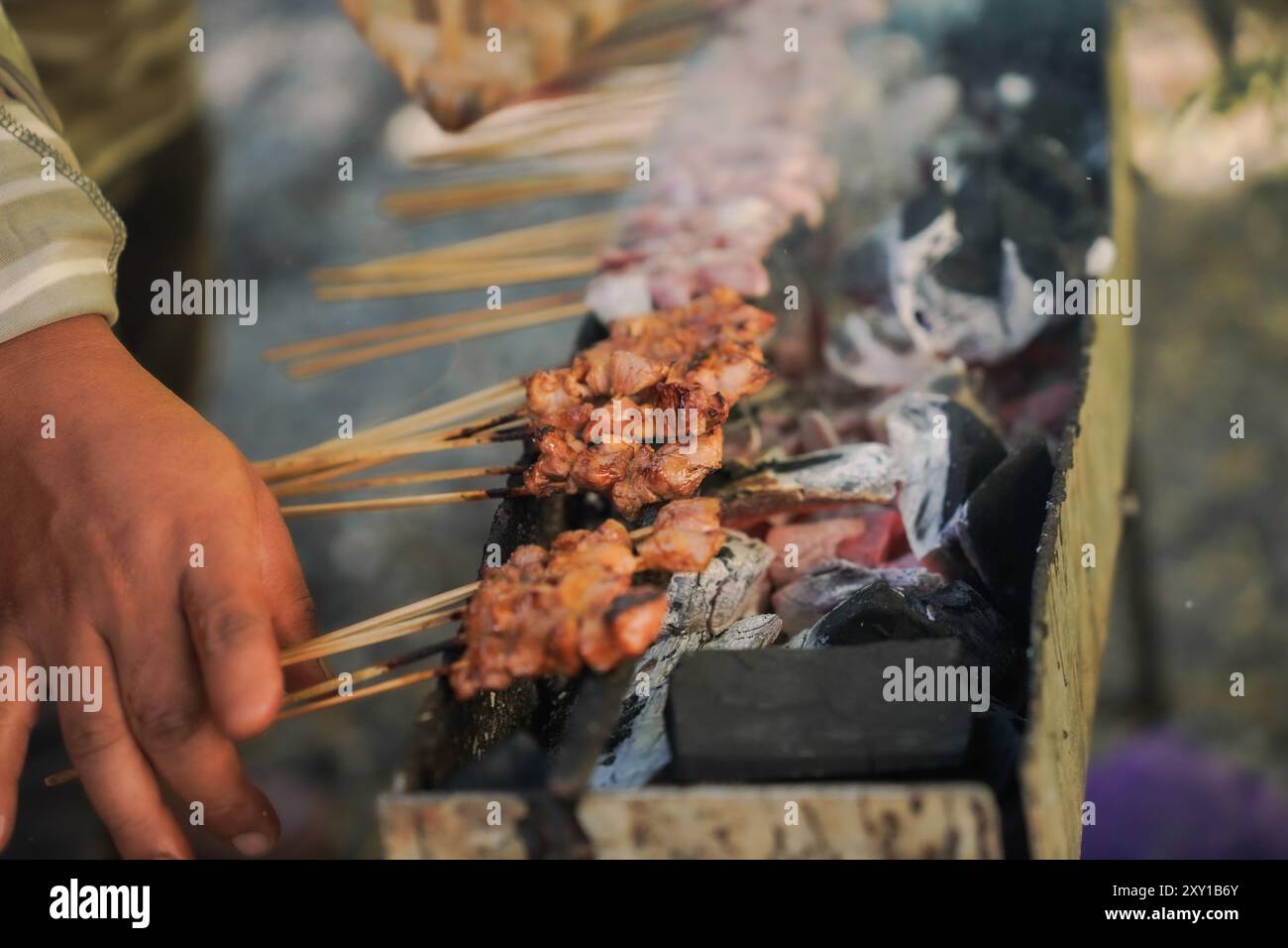 Process grilling goat satay traditional hi-res stock photography and ...
