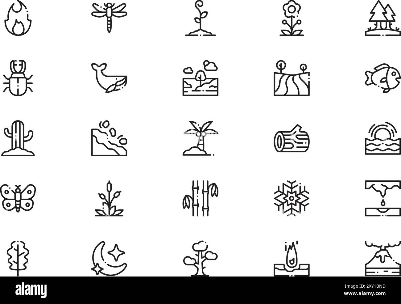 Nature icons collection is a vector illustration with editable stroke ...