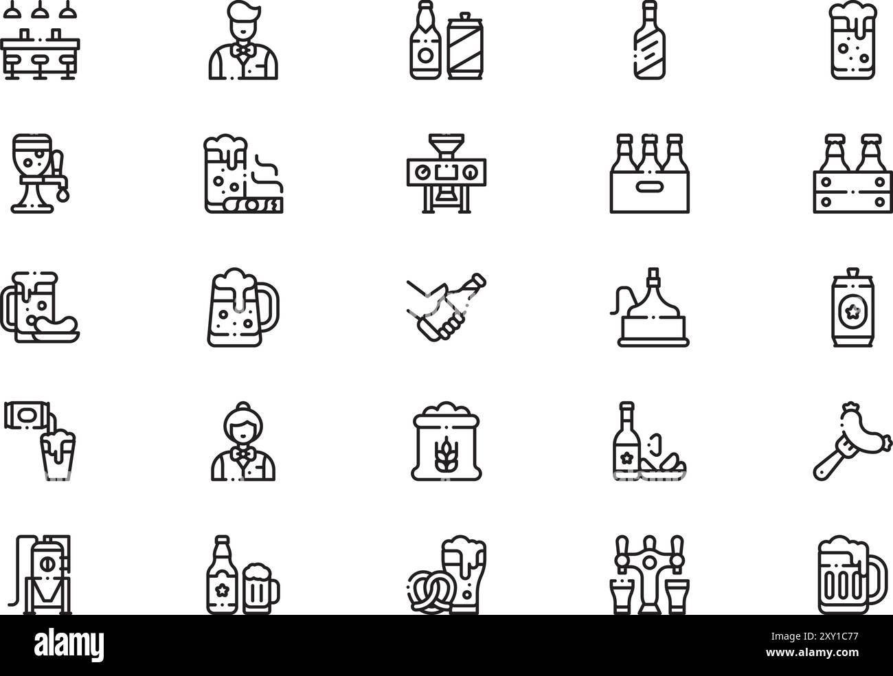 Beer icons collection is a vector illustration with editable stroke ...