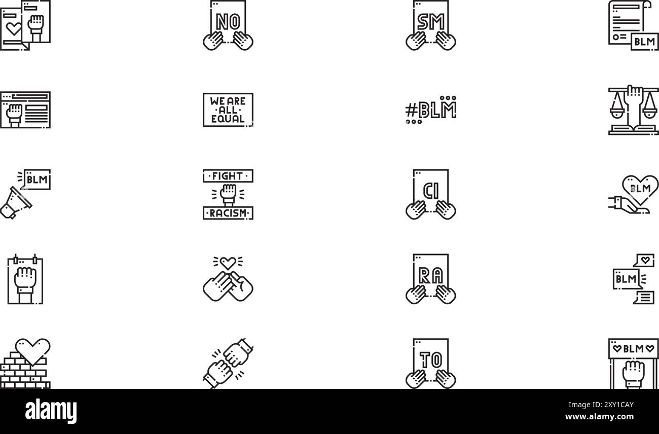 No racism icons collection is a vector illustration with editable ...