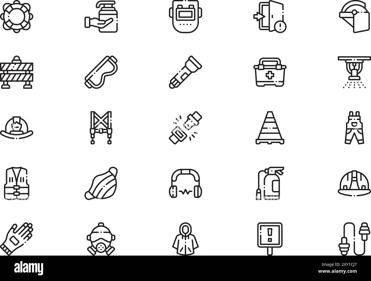 Job safety icons collection is a vector illustration with editable ...