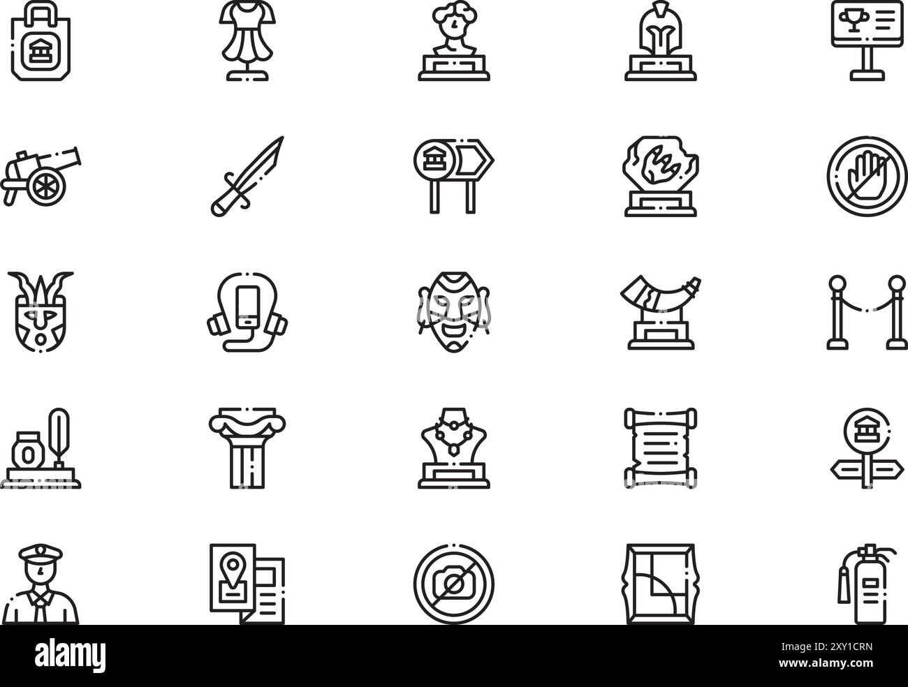 Museum icons collection is a vector illustration with editable stroke. Stock Vector