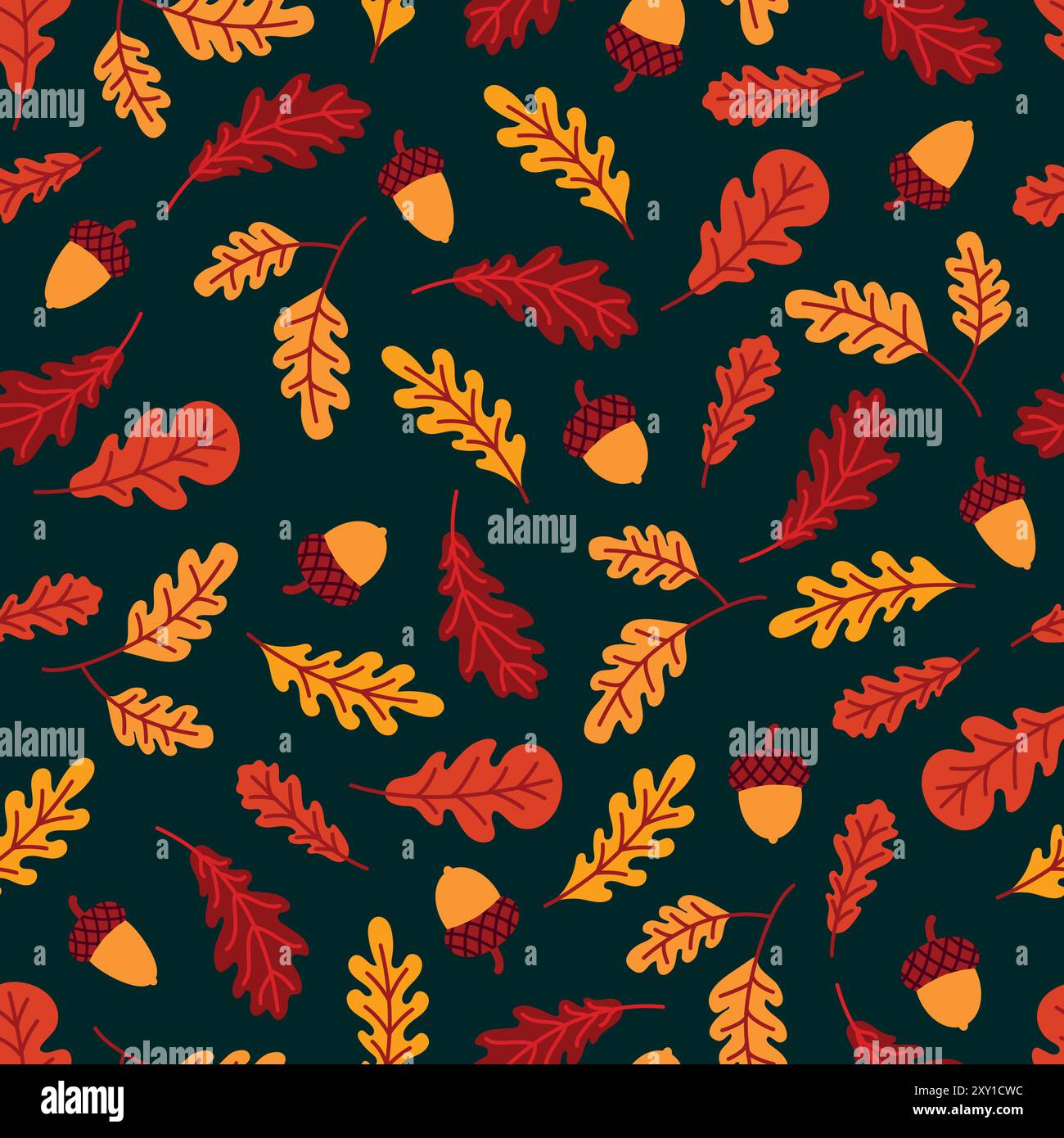Pattern with oak leaves and acorns Stock Vector Image & Art - Alamy