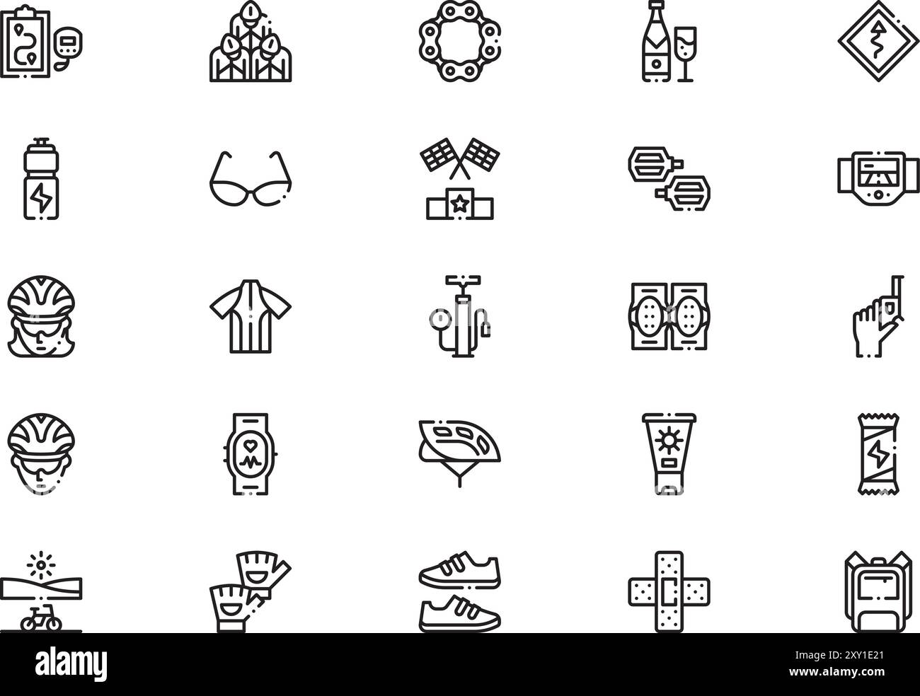 Bicycle racing icons collection is a vector illustration with editable ...
