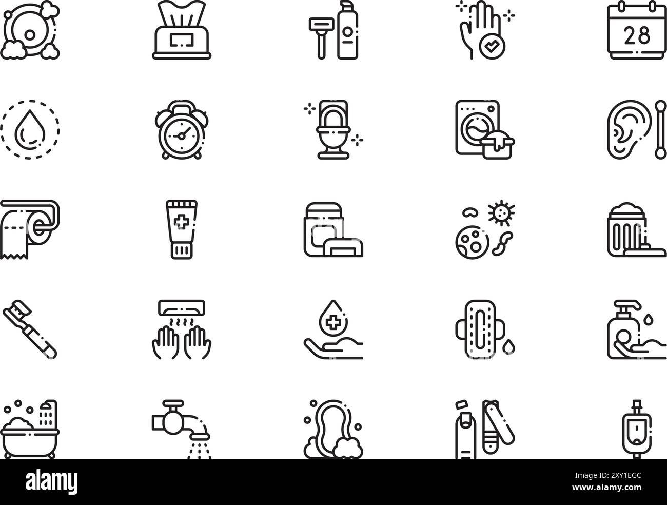 Hygiene routine icons collection is a vector illustration with editable ...