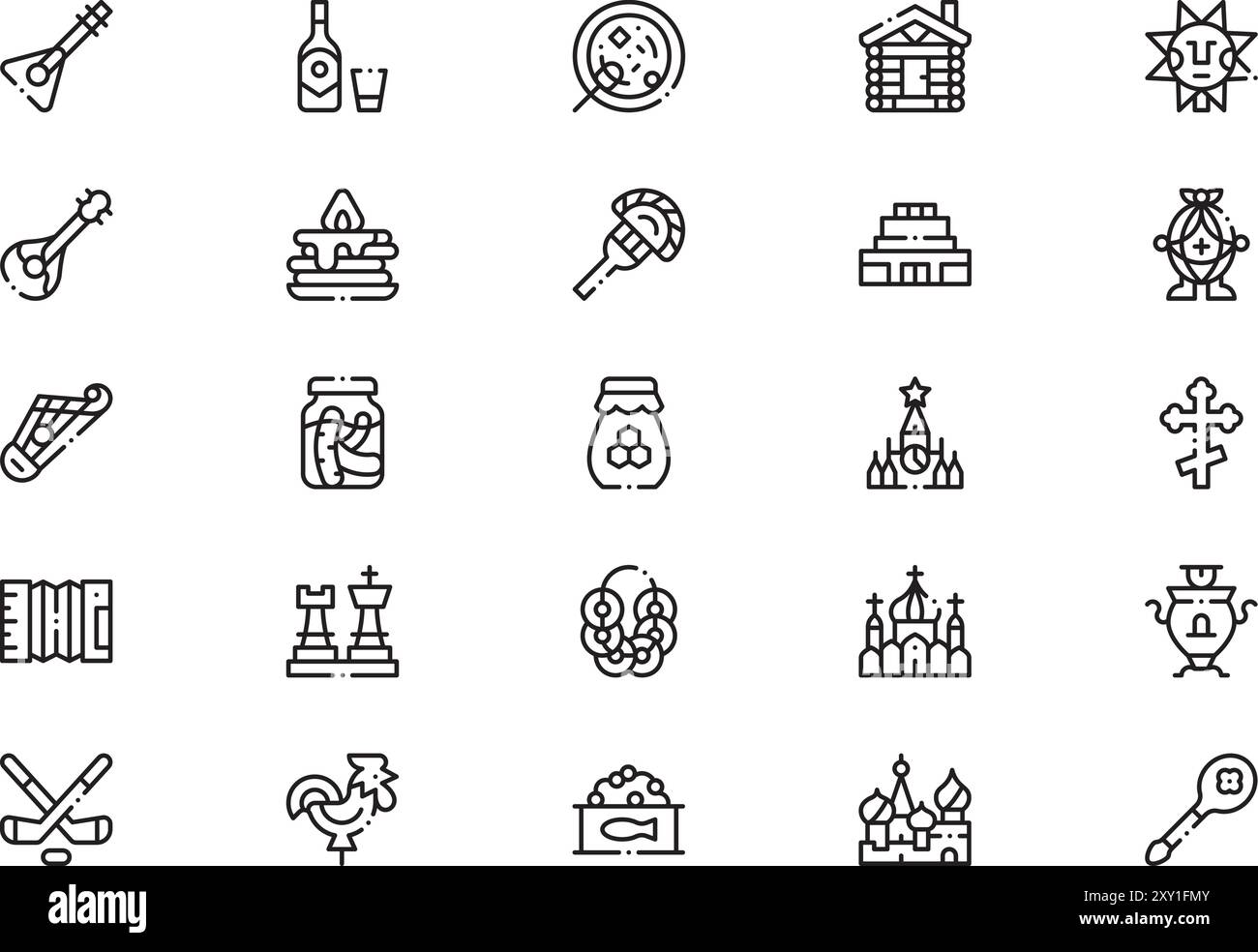 Russia icons collection is a vector illustration with editable stroke ...