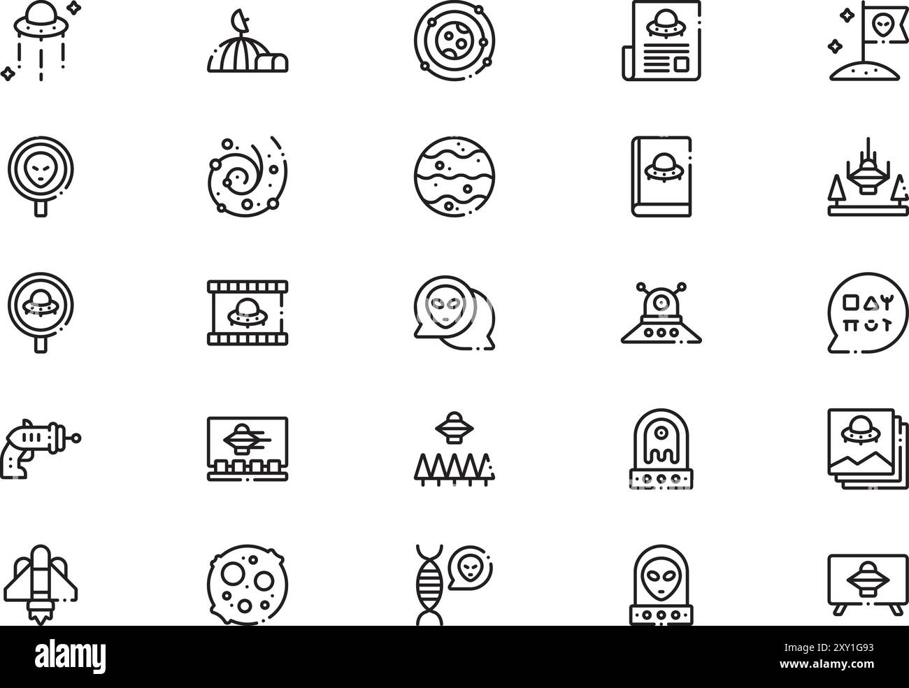 Ufo and aliens icons collection is a vector illustration with editable ...