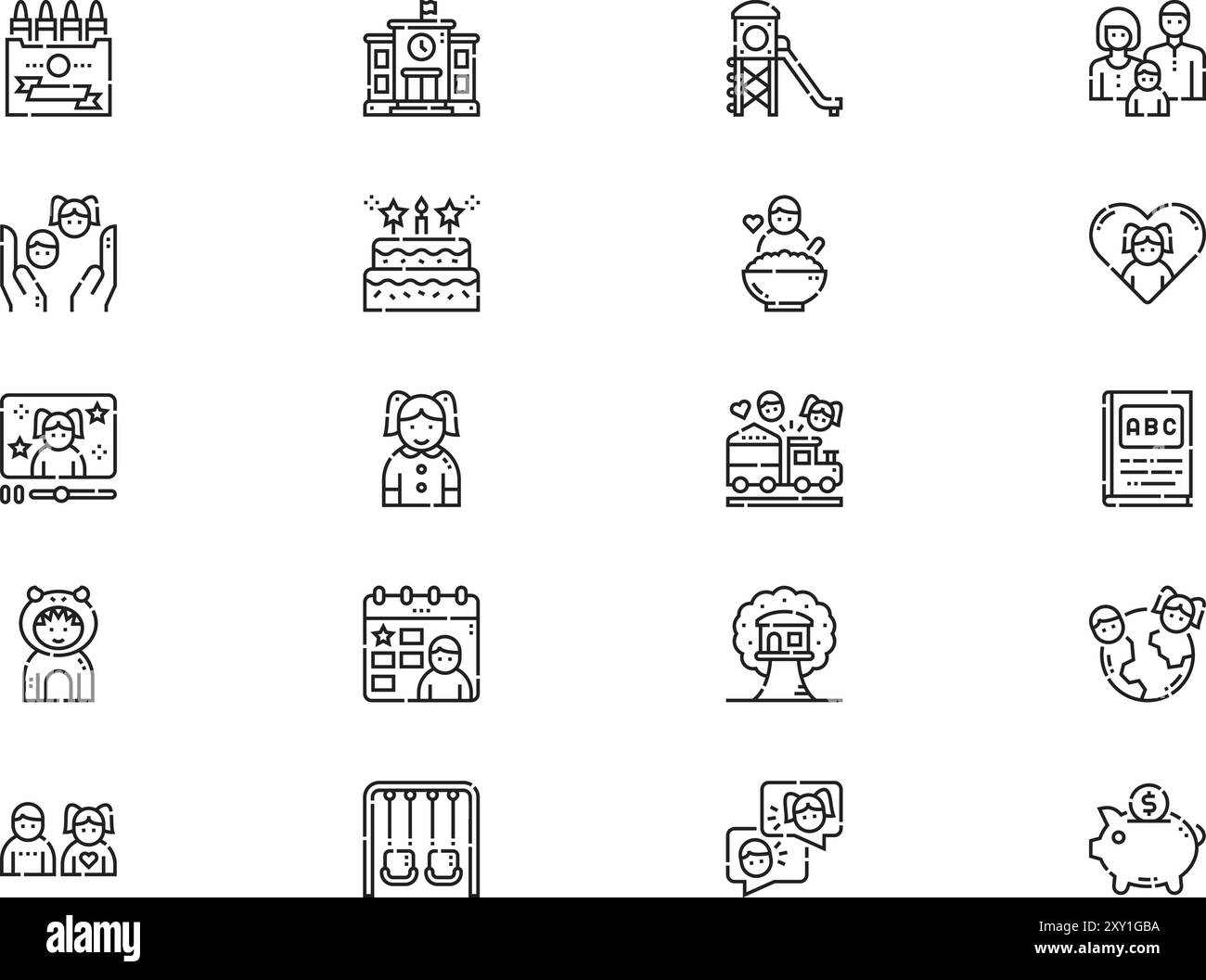 Children icons collection is a vector illustration with editable stroke ...