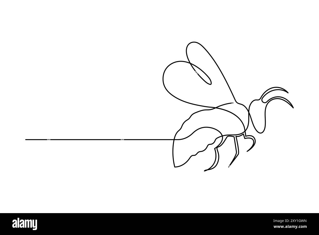 Bee one line art and continuous single line isolated outline vector icon Stock Vector