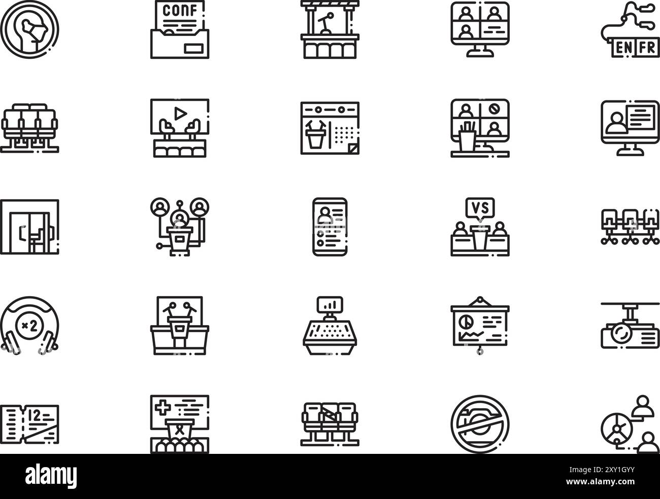 Conference icons collection is a vector illustration with editable ...