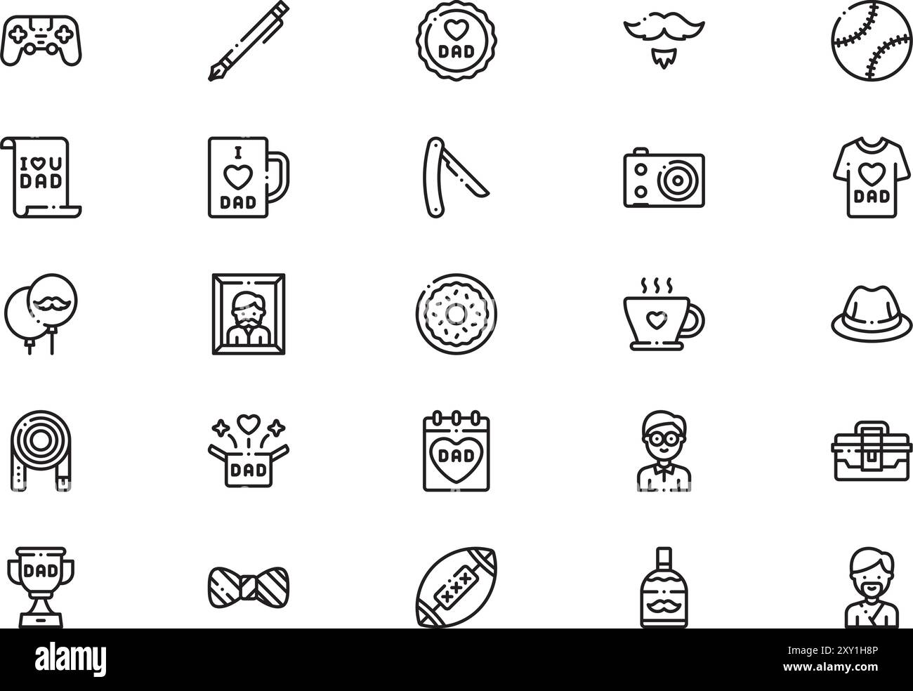 Fathers day icons collection is a vector illustration with editable ...