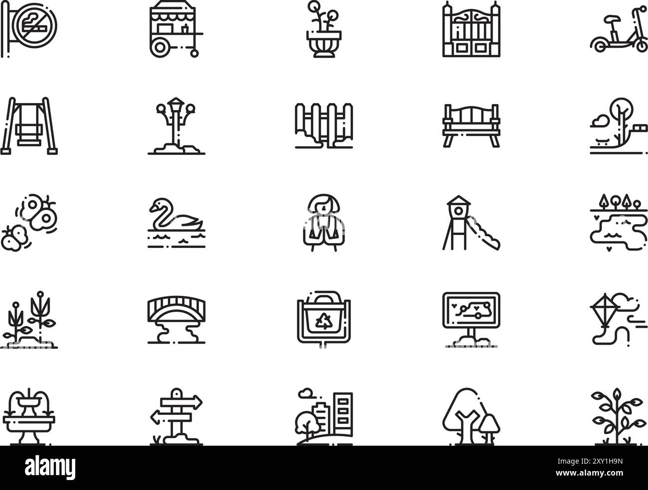 City park icons collection is a vector illustration with editable ...