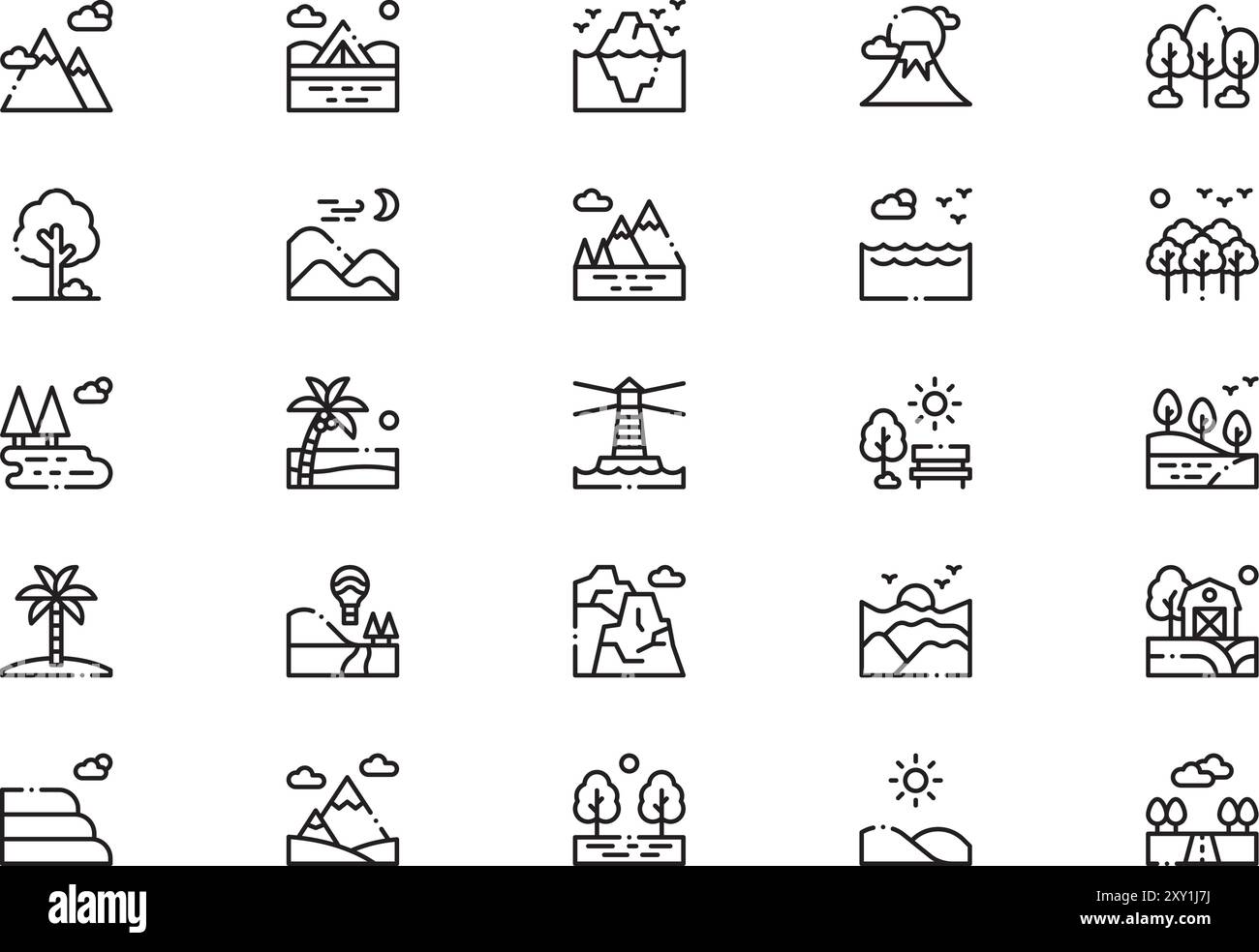 Landscapes icons collection is a vector illustration with editable ...