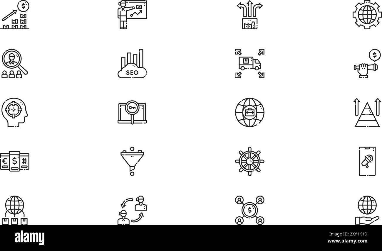 Strategy icons collection is a vector illustration with editable stroke ...