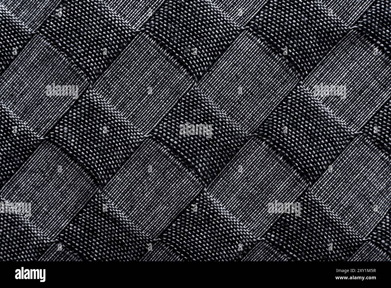 Black and white checkered fabric. Checkered material. Textile Stock Photo