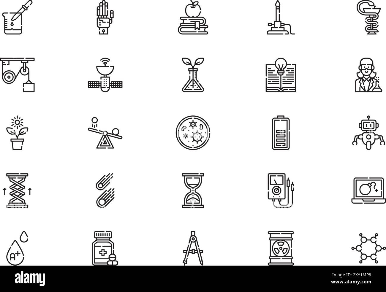 Science icons collection is a vector illustration with editable stroke. Stock Vector