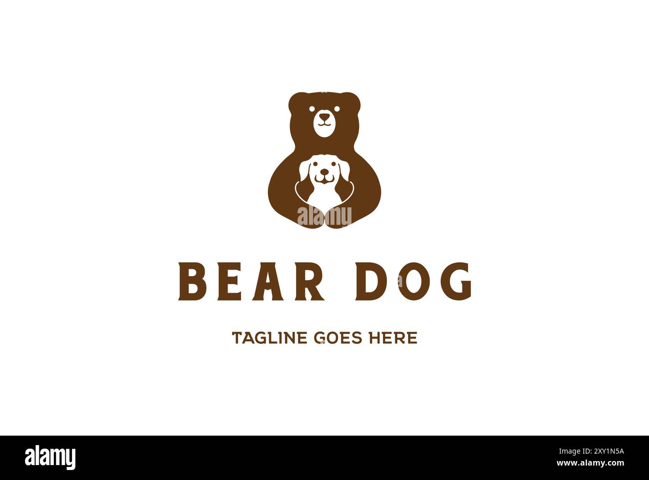 Simple Minimalist Cute Funny Dog with Bear Logo Design Vector Stock Vector