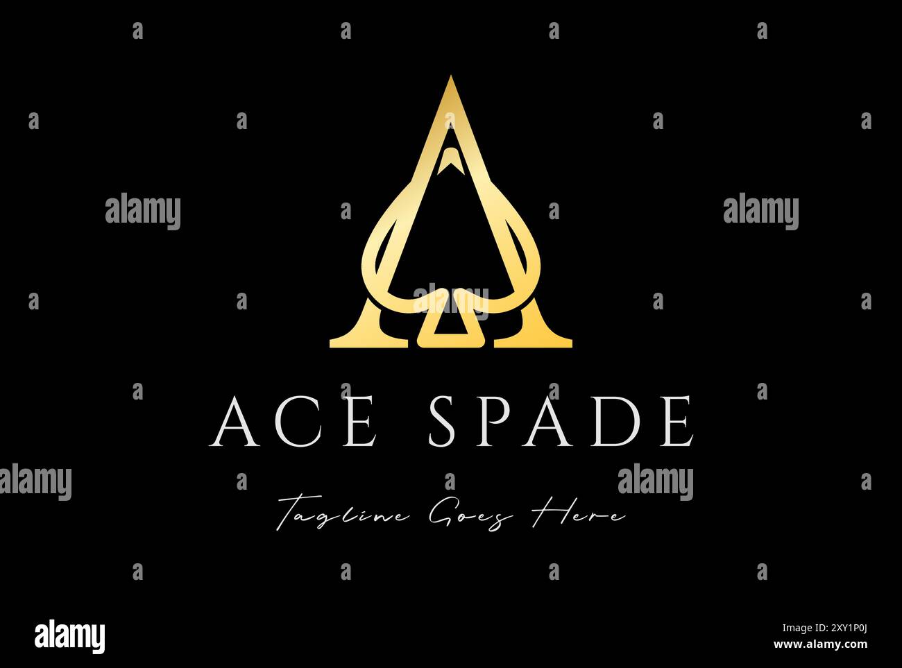 Luxury Golden Letter A for Ace Spade Scoop Monogram Logo Design Vector ...