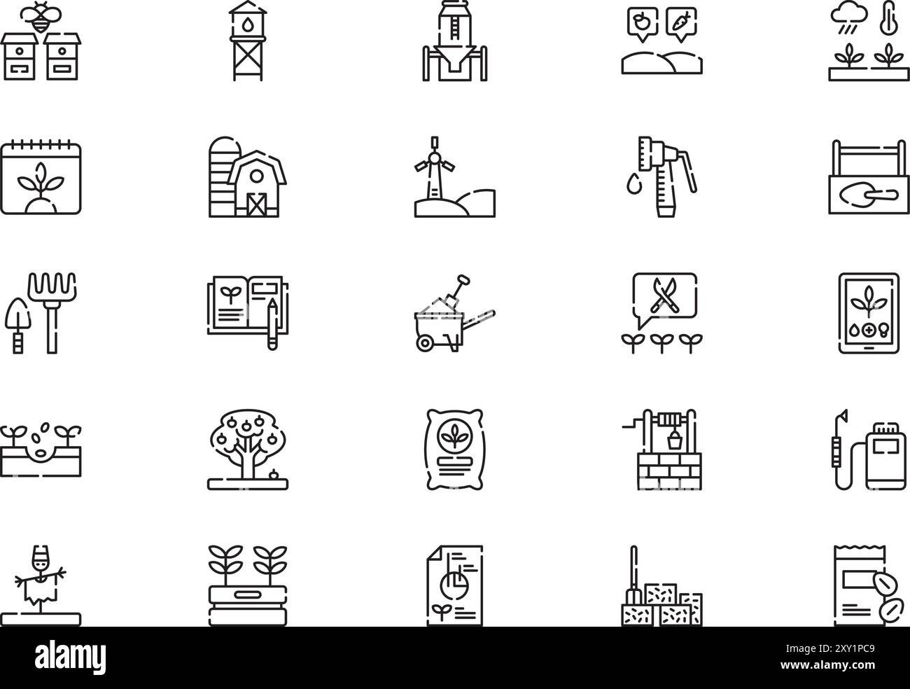 Farming icons collection is a vector illustration with editable stroke ...