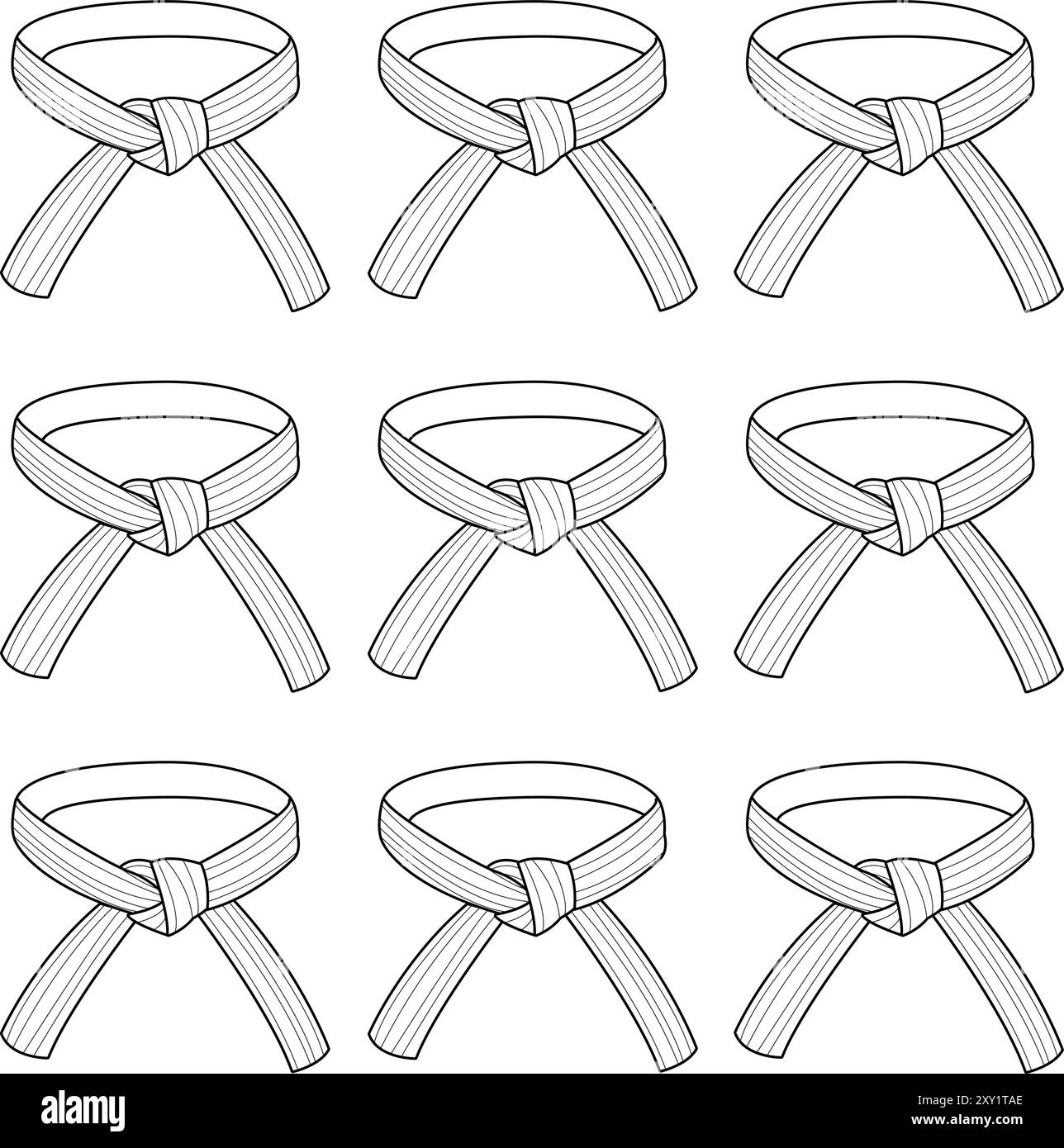Martial arts belts with different rank colors. Karate taekwondo judo jujitsu kickboxing or kung fu. Vector black and white coloring page Stock Vector Image Art Alamy