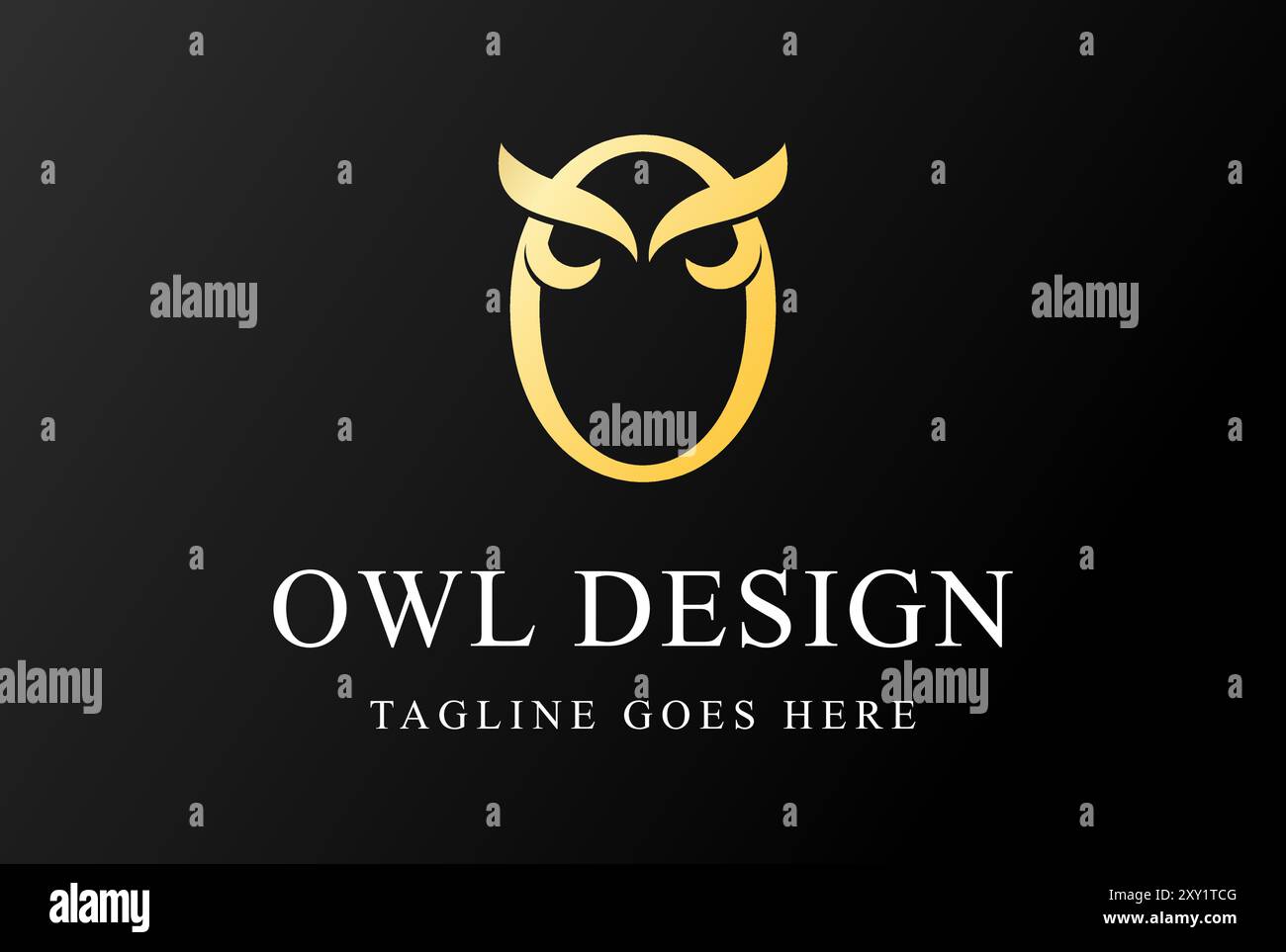 Golden Initial Letter O for Owl Bird Monogram Logo Design Vector Stock Vector